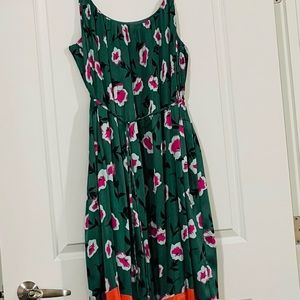 NWT Anthropologie Green Sundress With Self Tie Belt - Large